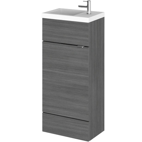Hudson Reed Fusion Slimline 400mm Freestanding 1 Door Basin Vanity Unit & Basin Anthracite Woodgrain CBI521