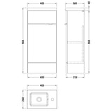 Hudson Reed Fusion Slimline 400mm Freestanding 1 Door Basin Vanity Unit & Basin Anthracite Woodgrain CBI521 LD