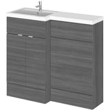 Hudson Reed Fusion Full Depth Toilet & Basin Suite, 2 Door Vanity Unit (500mm), W1000mm Anthracite Woodgrain CBI526