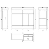 Hudson Reed Fusion Full Depth Toilet & Basin Suite, 2 Door Vanity Unit (500mm), W1000mm Anthracite Woodgrain CBI527 LD