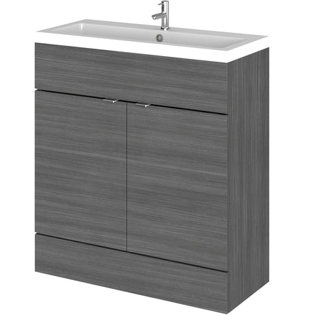 Hudson Reed Fusion 800mm Full Depth Basin Vanity Unit & Basin, 2 Doors Anthracite Woodgrain CBI528