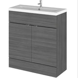 Hudson Reed Fusion 800mm Full Depth Basin Vanity Unit & Basin, 2 Doors Anthracite Woodgrain CBI528A