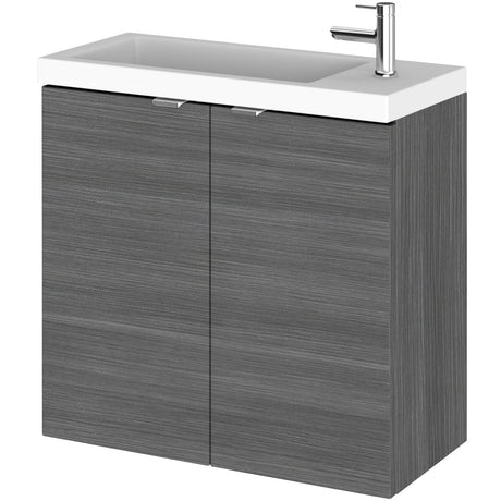 Hudson Reed Fusion 600mm Slimline Basin Vanity Unit & Basin, 2 Doors Anthracite Woodgrain CBI529
