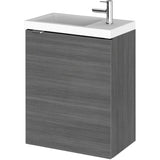Hudson Reed Fusion 400mm Slimline Basin Vanity Unit & Basin, 1 Door Anthracite Woodgrain CBI537