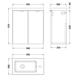 Hudson Reed Fusion 500mm Slimline Basin Vanity Unit & Basin, 2 Doors Anthracite Woodgrain CBI538 LD