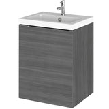 Hudson Reed Fusion 400mm Full Depth Wall Hung Basin Vanity Unit & Basin, 1 Door Anthracite Woodgrain CBI539