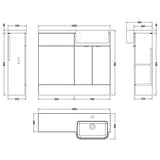 Hudson Reed Fusion Round Semi-Recessed Toilet & Basin Suite, 2 Door Vanity Unit (500mm), W1000mm Anthracite Woodgrain CBI545 LD