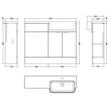 Hudson Reed Fusion Round Semi-Recessed Toilet & Basin Suite, 2 Door Vanity Unit (600mm), W1100mm Anthracite Woodgrain CBI547 LD