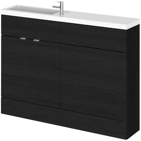Hudson Reed Fusion Slimline Toilet & Basin Suite, 2 Door Vanity Unit (600mm), W1200mm Charcoal Black CBI608