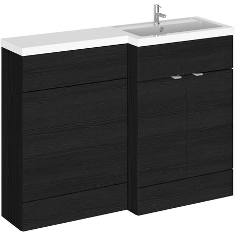 Hudson Reed Fusion Full Depth Toilet & Basin Suite, 2 Door Vanity Unit (600mm), W1200mm Charcoal Black CBI610