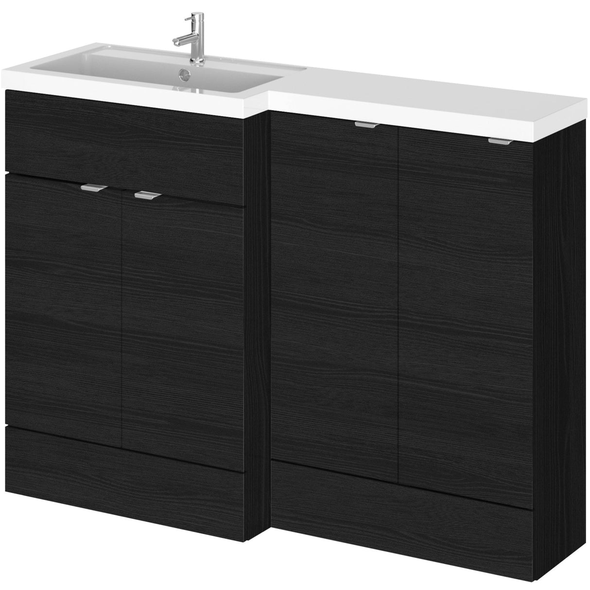 Hudson Reed 1200mm Fusion Full Depth Basin Vanity Unit (600mm), 4 Doors Charcoal Black CBI611