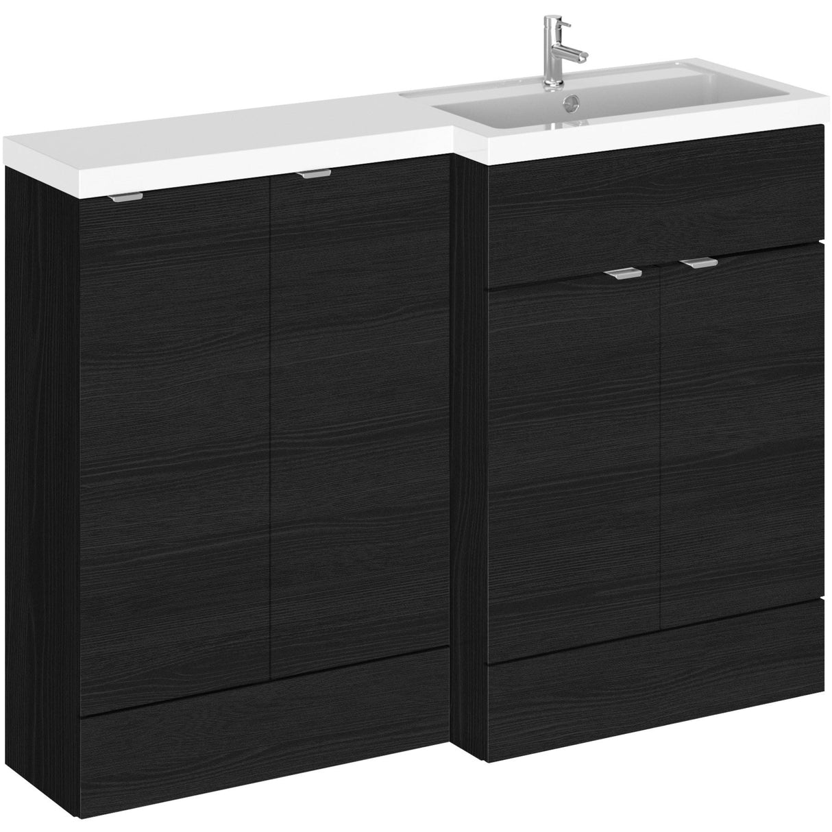 Hudson Reed 1200mm Fusion Full Depth Basin Vanity Unit (600mm), 4 Doors Charcoal Black CBI612