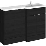 Hudson Reed 1200mm Fusion Full Depth Basin Vanity Unit (600mm), 4 Doors Charcoal Black CBI612
