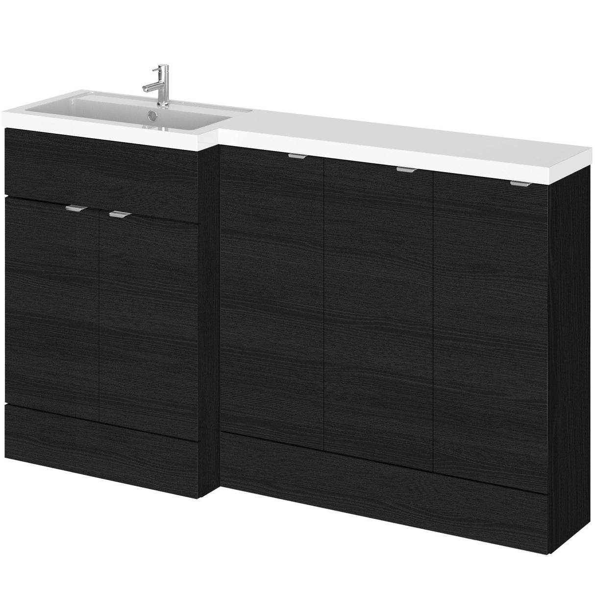 Hudson Reed Fusion 1500mm Full Depth Basin Vanity Unit (600mm), 5 Doors Charcoal Black CBI617