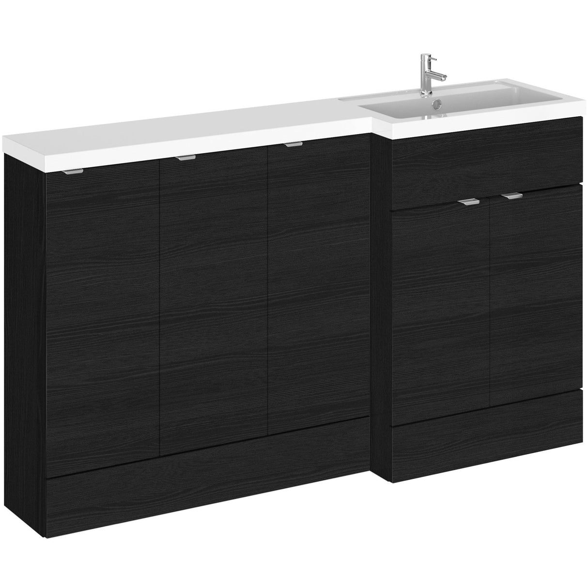 Hudson Reed Fusion 1500mm Full Depth Basin Vanity Unit (600mm), 5 Doors Charcoal Black CBI618