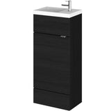 Hudson Reed Fusion Slimline 400mm Freestanding 1 Door Basin Vanity Unit & Basin Charcoal Black CBI621