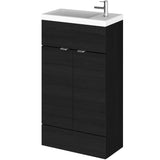 Hudson Reed Fusion Slimline 500mm Freestanding 2 Door Basin Vanity Unit & Basin Charcoal Black CBI622