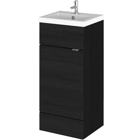 Hudson Reed Fusion 400mm Full Depth Basin Vanity Unit & Basin, 1 Door Charcoal Black CBI623