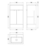 Hudson Reed Fusion 500mm Full Depth Basin Vanity Unit & Basin, 2 Doors Charcoal Black CBI624 LD