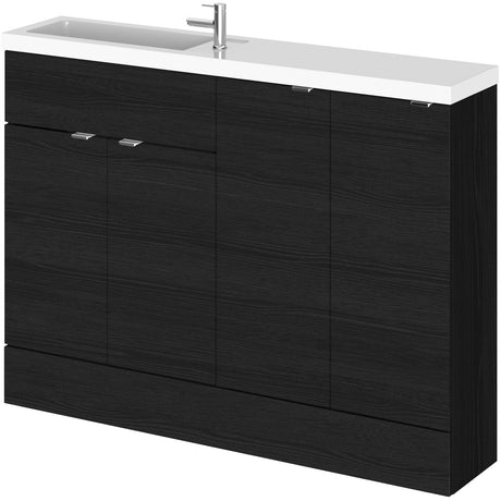 Hudson Reed Fusion Slimline Basin Vanity unit (600mm), 4 Doors, W1200mm Charcoal Black CBI625