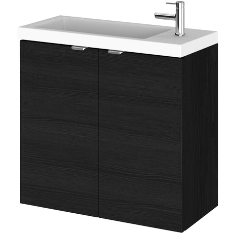 Hudson Reed Fusion 600mm Slimline Basin Vanity Unit & Basin, 2 Doors Charcoal Black CBI629