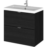Hudson Reed Fusion 600mm Full Depth Wall Hung Basin Vanity Unit & Basin, 2 Drawers Charcoal Black CBI630