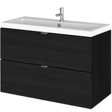 Hudson Reed Fusion 800mm Full Depth Wall Hung Basin Vanity Unit & Basin, 2 Drawers Charcoal Black CBI631