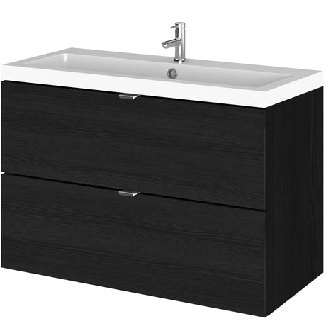 Hudson Reed Fusion 800mm Full Depth Wall Hung Basin Vanity Unit & Basin, 2 Drawers Charcoal Black CBI631