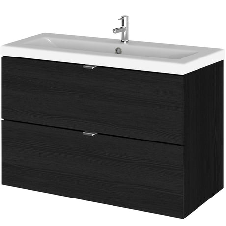 Hudson Reed Fusion 800mm Full Depth Wall Hung Basin Vanity Unit & Basin, 2 Drawers Charcoal Black CBI631A