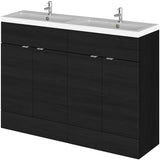 Hudson Reed Fusion 1200mm Full Depth Double Basin Vanity Unit & Basin, 4 Doors Charcoal Black CBI634