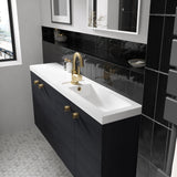 Hudson Reed Fusion 1200mm Slimline Wall Hung Vanity Unit & Basin, 4 Doors Charcoal Black CBI635 LS