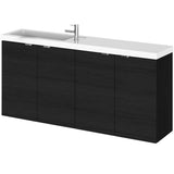 Hudson Reed Fusion 1200mm Slimline Wall Hung Vanity Unit & Basin, 4 Doors Charcoal Black CBI635