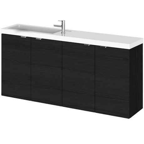 Hudson Reed Fusion 1200mm Slimline Wall Hung Vanity Unit & Basin, 4 Doors Charcoal Black CBI635