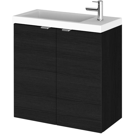 Hudson Reed Fusion 500mm Slimline Basin Vanity Unit & Basin, 2 Doors Charcoal Black CBI638
