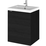 Hudson Reed Fusion 400mm Full Depth Wall Hung Basin Vanity Unit & Basin, 1 Door Charcoal Black CBI639