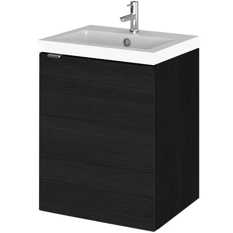Hudson Reed Fusion 400mm Full Depth Wall Hung Basin Vanity Unit & Basin, 1 Door Charcoal Black CBI639