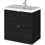 Hudson Reed Fusion 500mm Full Depth Wall Hung Basin Vanity Unit & Basin, 2 Drawers Charcoal Black CBI641A