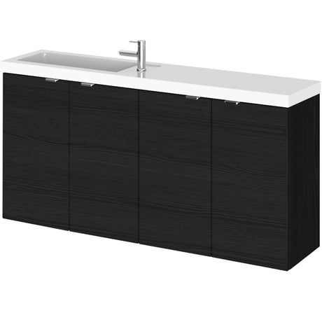 Hudson Reed Fusion 1000mm Slimline Wall Hung Vanity Unit & Basin, 4 Doors Charcoal Black CBI643
