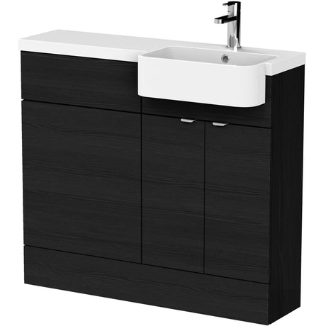 Hudson Reed Fusion Round Semi-Recessed Toilet & Basin Suite, 2 Door Vanity Unit (500mm), W1000mm Charcoal Black CBI645