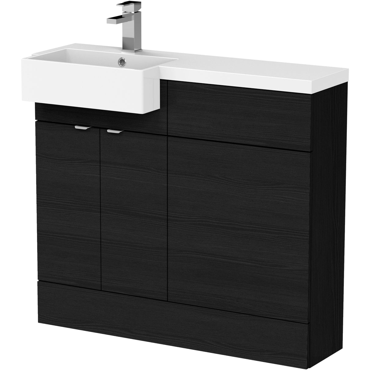 Hudson Reed Fusion Square Semi-Recessed Toilet & Basin Suite, 2 Door Vanity Unit (500mm), W1000mm Charcoal Black CBI648