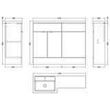Hudson Reed Fusion Full Depth Toilet & Basin Suite, 2 Door Vanity Unit (600mm), W1100mm Gloss Grey CBI902 LD