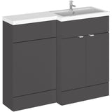 Hudson Reed Fusion Full Depth Toilet & Basin Suite, 2 Door Vanity Unit (600mm), W1100mm Gloss Grey CBI903