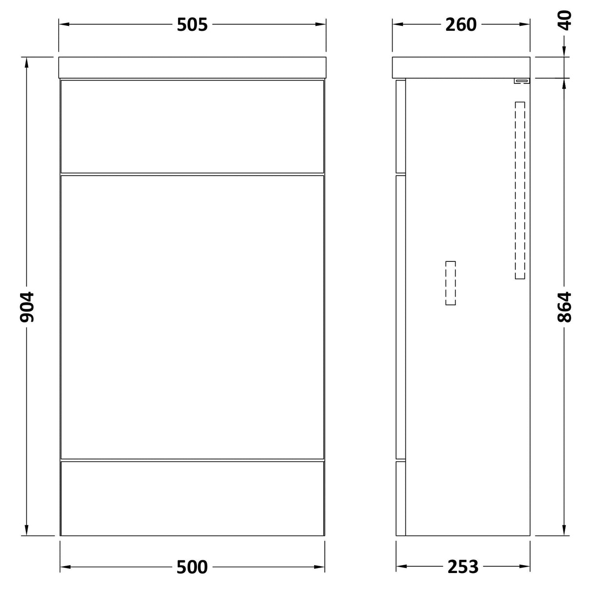 Hudson Reed Fusion Slimline 500mm WC Unit & Top Gloss Grey CBI904 LD
