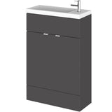 Hudson Reed Fusion Slimline 600mm Freestanding 2 Door Basin Vanity Unit & Basin Gloss Grey CBI906