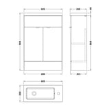 Hudson Reed Fusion Slimline 600mm Freestanding 2 Door Basin Vanity Unit & Basin Gloss Grey CBI906 LD