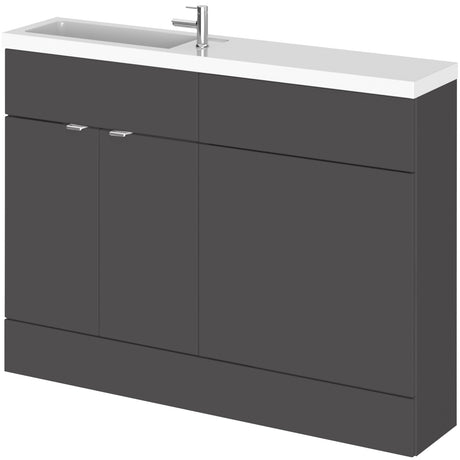 Hudson Reed Fusion Slimline Toilet & Basin Suite, 2 Door Vanity Unit (600mm), W1200mm Gloss Grey CBI908