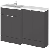 Hudson Reed 1200mm Fusion Full Depth Basin Vanity Unit (600mm), 4 Doors Gloss Grey CBI911