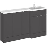 Hudson Reed Fusion 1500mm Full Depth Basin Vanity Unit (600mm), 5 Doors Gloss Grey CBI918