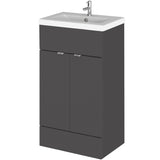 Hudson Reed Fusion 500mm Full Depth Basin Vanity Unit & Basin, 2 Doors Gloss Grey CBI924A