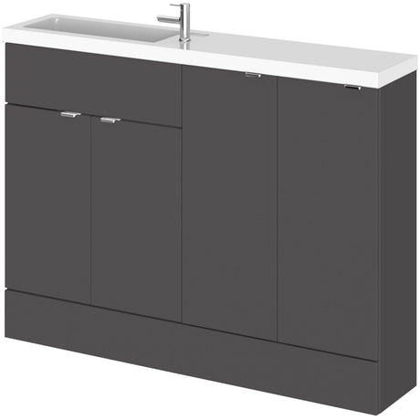 Hudson Reed Fusion Slimline Basin Vanity unit (600mm), 4 Doors, W1200mm Gloss Grey CBI925